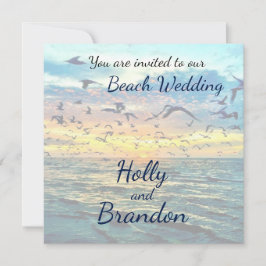 Convite colorido do casamento de praia do