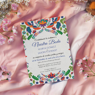 Convite Colorido Estético Botânico Boda Casamento Espanhol