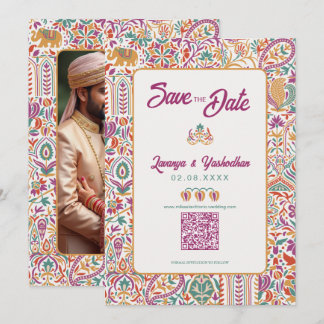 Convite Colorido Estilo Indiano Foto Salvar Data