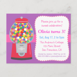 Convite Colorido, Festa Temida de Doces da Máquina de Gum