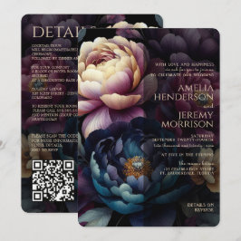 Convite Colorido Floral Temperamental com Código QR