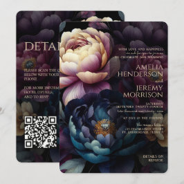 Convite Colorido Floral Temperamental com Código QR