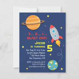 Convite Colorido, Foguete Espacial, Festa Espacial, Aniver
