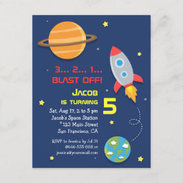 Convite Colorido, Foguete Espacial, Festa Espacial, Aniver