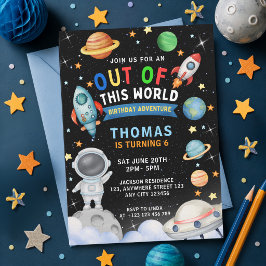 Convite Colorido Galáxia Espaço Fora Desta Mundo Aniversár
