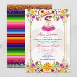 Convite Colorido Mexicano Floral de Quinceañera Ro