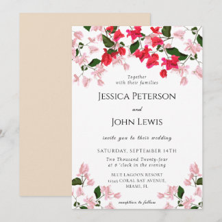 Convite Colorido para Casamento de Flores Bougainv