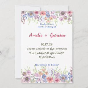 Convite Colorido para Casamento de Primavera Wildf