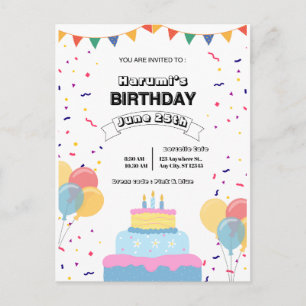 Convite Colorido para Festa de Aniversário