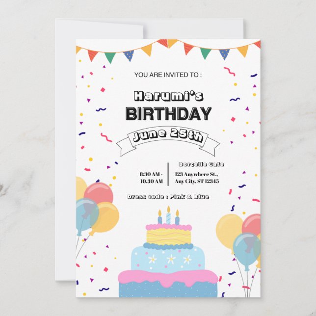 Convite Colorido para Festa de Aniversário (Frente)