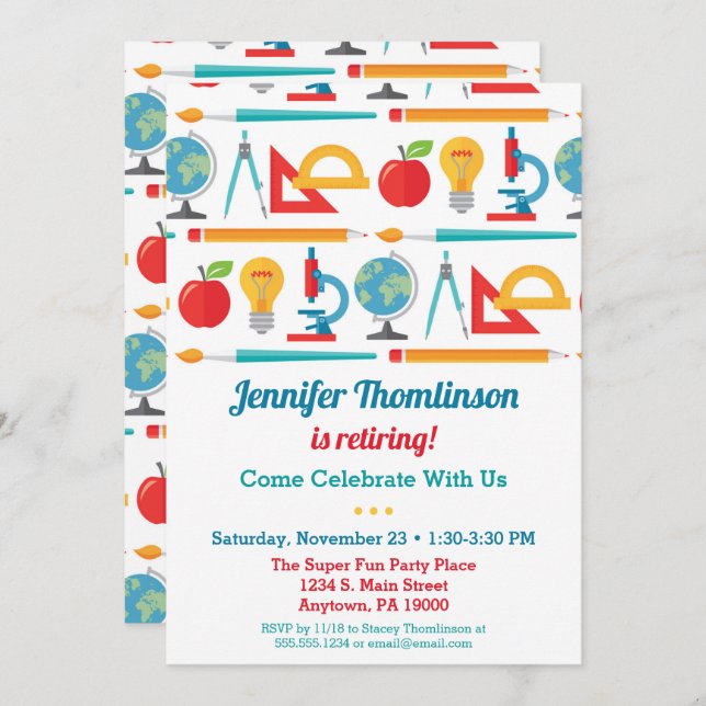 Convite Colorido para Festa de Aposentadoria de Pr (Frente/Verso)
