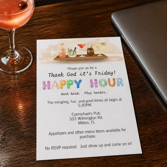 Convite Colorido para Happy Hour (Criador carregado)