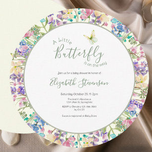 Convite Colorido Pequeno Borboleta Floral Baby Shower 