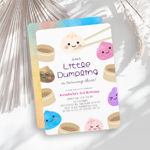 Convite Colorido Pequeno Dumpling Kawaii Aniversário