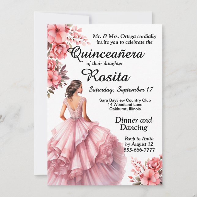 Convite Colorido Quinceanera (Frente)