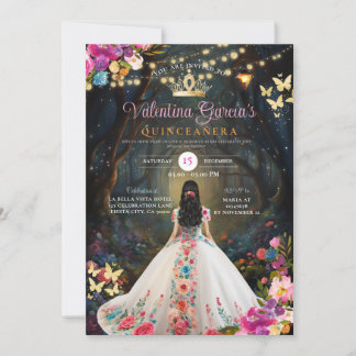 Convite Colorido Quinceañera 15 Anos Fores Flores Dourados