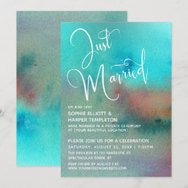 Convite Colorido Script Abstrato Aquarela Recém-Casados
