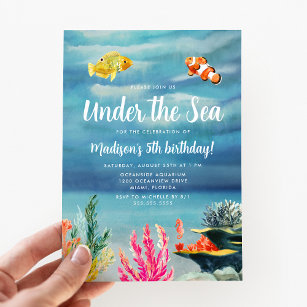 Convite Colorido Sob o Aniversário do Mar