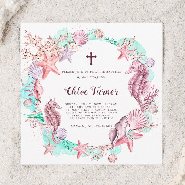 Convite Colorido sob o batismo marinho (Criador carregado)