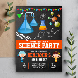 Convite Colorir Mad Science Aniversário de criança Party
