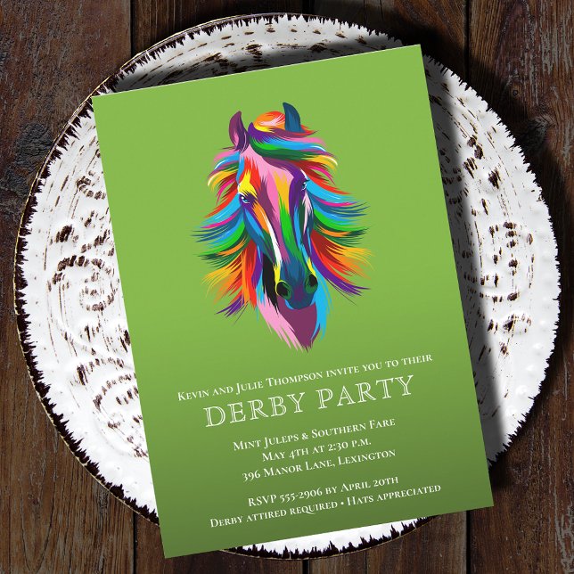 Convite Colorir Partido Racecavalo Derby (Colorful racehorse Derby party invitations - PRINTED and/or INSTANT DOWNLOAD)
