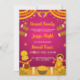 Convite Colourful Jaggo night Invitation Card