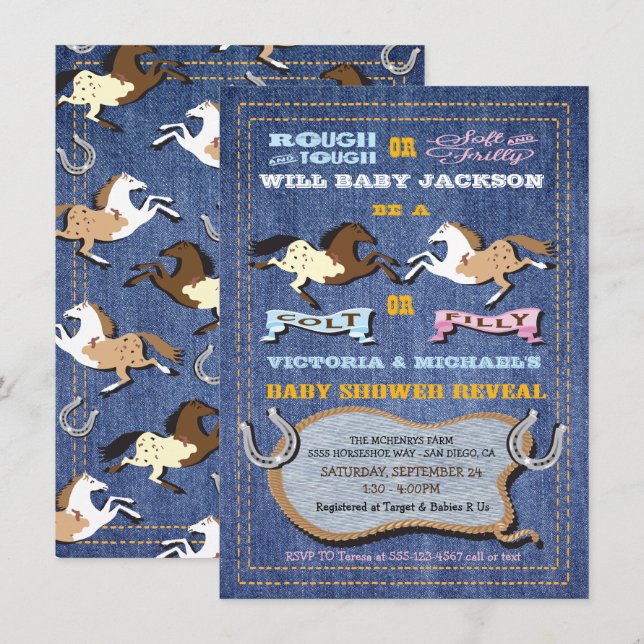 Convite Colt Ocidental ou Chá de fraldas de Revolução de G (Frente/Verso)