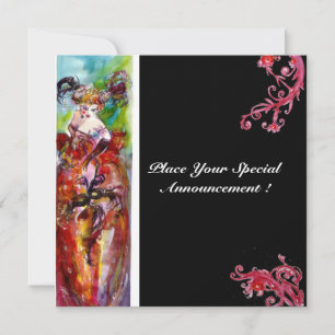 Convite COLUMBINE, Carnaval, Festa de Máscaras Sweet 16