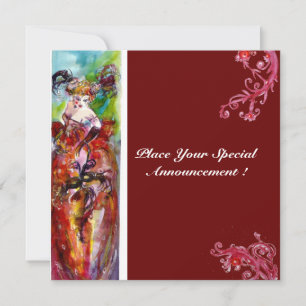 Convite COLUMBINE, Mardi Gras, Festa de Aniversário de 16 