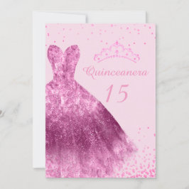 Convite Coluna cor-de-rosa, 15 de Quinceanera