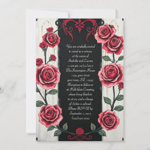 Convite Coluna de Casamento de Góticos Modernos de Rosas