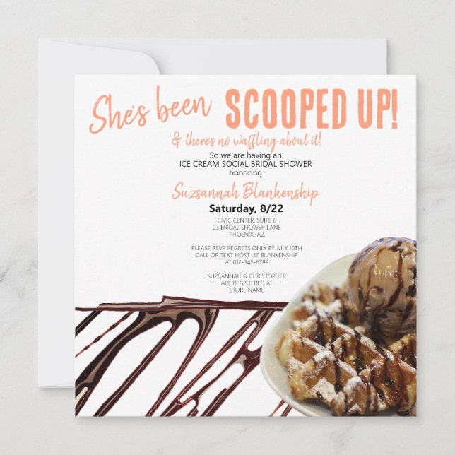 Convite Coluna De Sorvete De Chocolate No Chá de panela De (Frente)