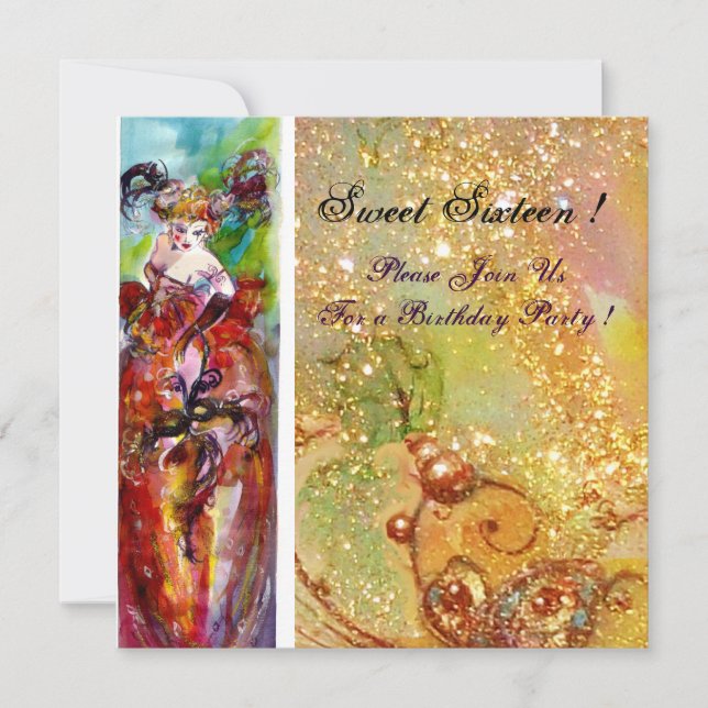 Convite COLUNA,Doce Sessenta e Mascarada, amarelo (Frente)