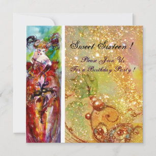 Convite COLUNA,Doce Sessenta e Mascarada, amarelo