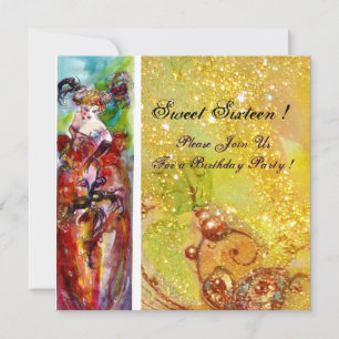 Convite COLUNA,Doce Sessenta e Mascarada, amarelo