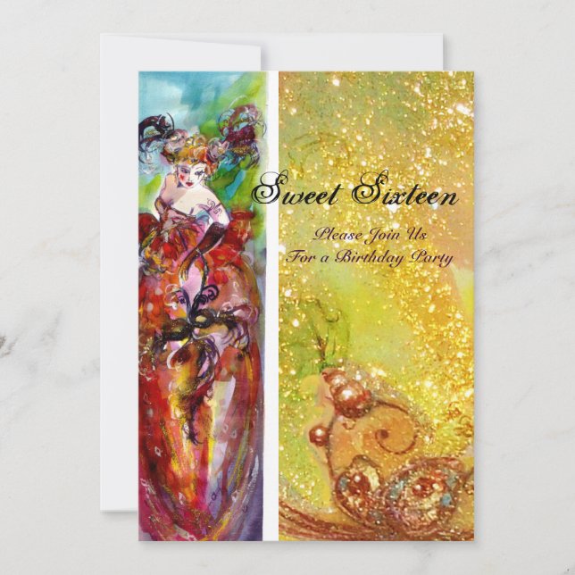 Convite COLUNA,Mardi Gras, Doce 16 Festa de Mascarada (Frente)