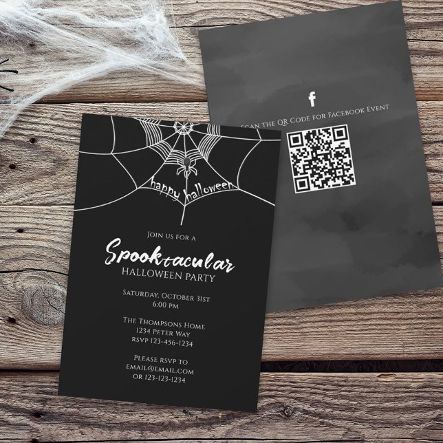 Convite Coluna Spooktacular do Halloween Código QR Mídia S (Criador carregado)