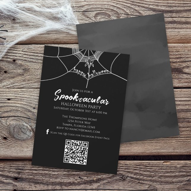 Convite Coluna Spooktacular do Halloween Código QR Mídia S (Criador carregado)