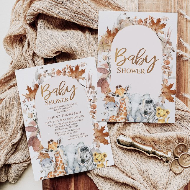 Convite Colunas do outono Foliage Safari Chá de fraldas (Criador carregado)