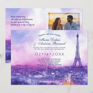 Convite Com a FOTO no fundo Amour Éternel à la Parisienne