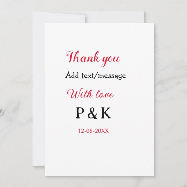 Convite Com amor adicionar nome do casal letra obrigado ad (Frente)