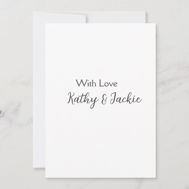 Convite Com amor adicione nome de casal casamento simples (Frente)