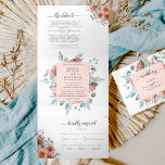 Convite com Casamento de Pêssego Eteal de Blush RS<br><div class="desc">Escreva todos os detalhes para o seu casamento com isto tudo num único convite floral elegante, sem necessidade de cartões de inserção extras ou Rsvp! Seção interna do meio mostrando os detalhes do convite, enquanto na seção superior você pode adicionar qualquer recepção, alojamento, transporte, presentes, detalhes do site que quiser....</div>