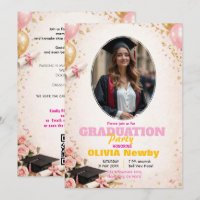 🎓Com código QR Rosa & Formatura com Balão Glow