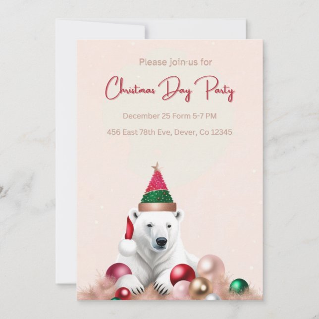 Convite com Design de Urso Polar Convite (Frente)