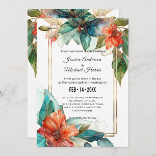 Convite Com detalhes do casamento Hibiscus Serenade Paradi