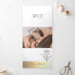 Convite Com Dobra Tripla 3 em 1 Simples Foto Casamento