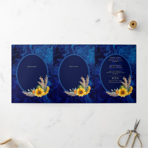 Convite Com Dobra Tripla 6pg Invitaciones de Boda, Casamento de Girassóis