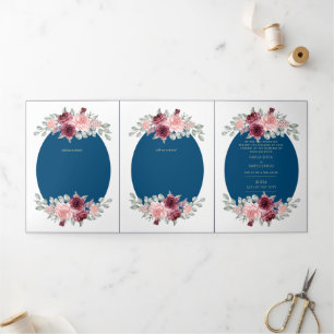 Convite Com Dobra Tripla 6pg Invitaciones de Boda, Floral Caseira Espanhola