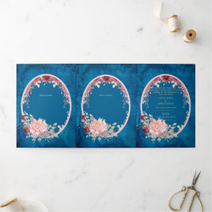 Convite Com Dobra Tripla 6pg Invitaciones de Boda, Floral Caseira Espanhola